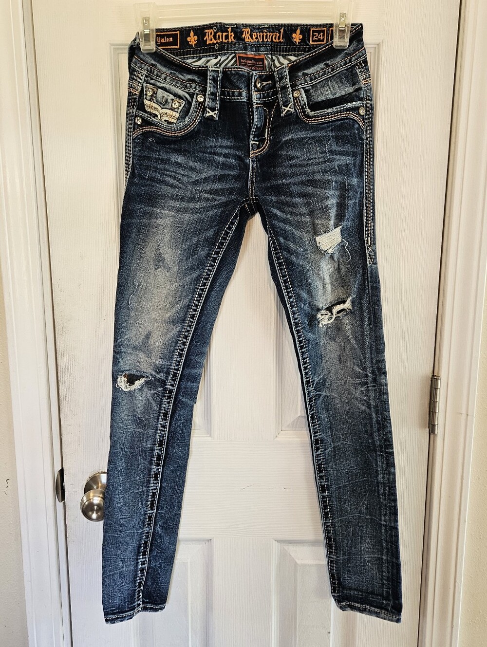 Rock Revival Yalen Mid-Rise distressed skinny jeans